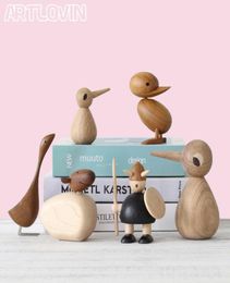 Nordic Wooden Owl Animal Statue Ornaments BirdDuckGoose Fashion Home Living Room Decorations Wood Figure Gifts On Big T202953355