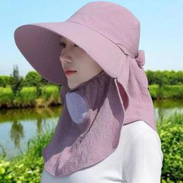 Wide Brim Hats Summer Hat Women Outdoor Cycling Sunshade Face Mask Breathable Suncreen Sun Casual Sunhat Visor UV Protection