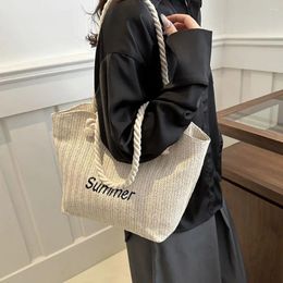 Shoulder Bags Large Capacity Straw Beach Bag Trendy Woven With Mini Tote Knot Straps Shopping Travel Commuting