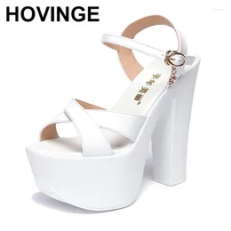 Sandals Maogu Thick Heel Sexy Leather Ladies Platform Elegant Very High Heels Sweet White Women's Sandal Luxury Heeled