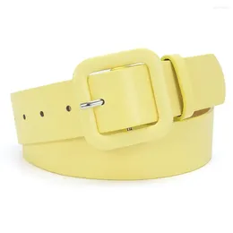 Belts Women Candy Colour Belt Stylish Multi-hole Women's With Adjustable Length Square Buckle Faux Leather Waistband For Jeans