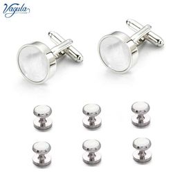 Cuff Links Vajira Cufflinks and Studs 8-piece Set of Classic Gemelos Mother of Pearl Tailcoat Collar Studs S21