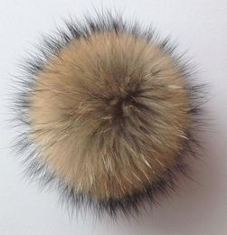 Beanie/Skull Caps Natural Raccoon Fur Pompoms y Big Ball Pom Poms DIY Pompon Accessories For Scarves Hats Bags Shoes 12-15cm Oliv223762599