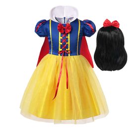 Princess with Headband Wig Children Cosplay Dress Up Baby Girl Clothes Birthday Party Kids Costume Vestidos for 2-12Y L2405