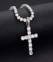 Chains Simple Cross Necklace Gold Silver Colour Crystal Pendant For Men Women Couple Jewellery Gift WholeChains5386917