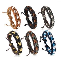 Charm Bracelets 20pcs Vintage Wax Leather Bracelet For Men Black Brown Woven Rope Chain Bangle Women Handmade Jewelry