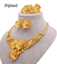 Dubai Jewellery Sets 24K Gold Plated Luxury African Wedding Gifts Bridal Bracelet Necklace Earrings Ring Jewellery Set For Women 2727184