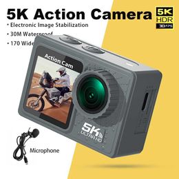 Sports Action Video Cameras 2024 New Sports Camera 5K 4K 60FPS WiFi Anti Shake Dual Screen 170 Wide Angle 30m Waterproof Sports Camera with Remote Control J240514