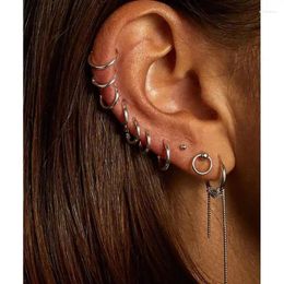 Hoop Earrings 6Pcs/lot Women/Man Stainless Steel Small Hoops Earring Fashion Ear Cartilage Tragus Piercing Simple Thin Circle Buckle