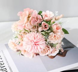 7 Heads Hydrangea Flowers Artificial Bouquet Silk Blooming Fake Peony Bridal Hand Flower Roses Wedding Centrepieces Decor4269820