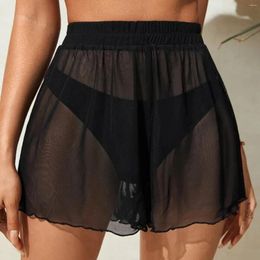 Women Ruffle Trim Sheer Beach Skirt Cover Up Bandage Pool Beachwear Female Bathing Suit Bodysuit