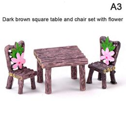 New Hot Mini Home Furniture Table And Chair Fairy Garden Miniatures Terrarium Figurines Decor Doll House Accessories
