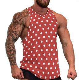 Men's Tank Tops Retro Polka Dots Top Man Red And White Beach Design Training Sportswear Oversized Sleeveless Shirts