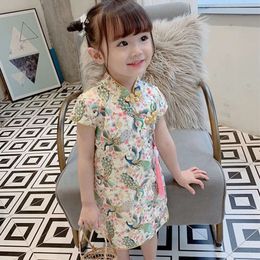 Vestidos de verão Floral Floral Girl Dress Fidros chineses Cheongsam Traje para crianças roupas para meninas 1-6y L2405