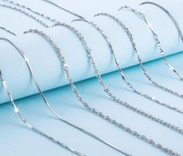 Real 925 Sterling Silber Kette Halskette Wasserwellbox Linkkette für Frau 45 cm 0,7 0,8 mm DIY-Schmuck 18 Zoll 5815145