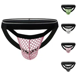 Underpants Fishnet Men's Underwear Thin Mesh Bare Hips Breathable Low Waist Thongs And G-String Briefs For Men Pack Panties