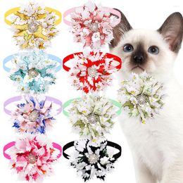 Dog Apparel 50pcs Bulk Bow Ties With Diamond Pet Accessories Puppy Bowties Collar Grooming For Small Dogs