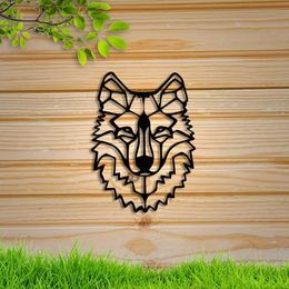 Decorative Objects Figurines1pc Wolf Theme Decor Wall Art Decorations Living Room Office Dining Lobby decor metal wall hanging H240516