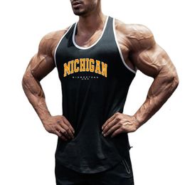 Michigan Midwestern USA Print Sport Singlets Cotton Breathable Sleeveless Gym Bodybuilding T-Shirt Mens Fitness Muscle Tank Tops 240517