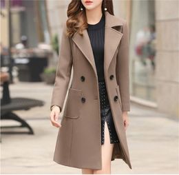 Long Slim Blend Outerwear Mulheres sobretudo casaco de lã Autumn Winter Jacket Clothes 2011102141660