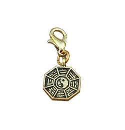 Tai Chi Bagua Amulet Floating Lobster Clasps Charm Pendant For Making Bracelet DIY Jewellery Antique Gold 100Pcs2886737