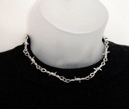 Chains Punk Style Barbed Wire Choker Stainless Steel Necklace HipHop Women039s Accessories Gothic Mens Jewellery Unisex 2021 G5363387