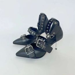 Leather Sandals Black Belt Women Buckle Ladies Shoes Pointed Head Sapatos Feminino Stiletto High Heels Zapatillas De Mujer 2024 819 430 55 d 2e39