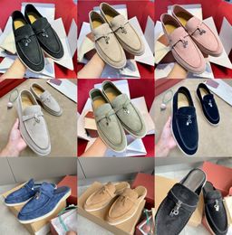 2024 Designer Summer Walk Charms Loafers Men Women Dress Shoes Sneakers Real Suede Mocassins Flats Pour Femme Chaussures Mules Zapatillas Fashion Slipper