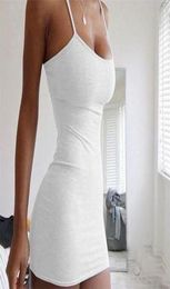 Sexy Spaghetti Strap Camisole Mini Dress Women Bodycon Club Party Dresses Summer Pure Colour Sundress Plus Size XS 5XL 2205184983944