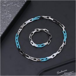Bangle Necklace Bracelet Designer Jewelry Luxury Black Sier Blue Classic Monogram Chain For Men And Women Chinese Top Quality Gift Go Otx6M