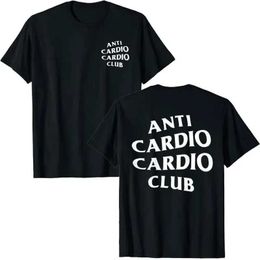 Men's T-Shirts Summer Anti Cardio Club Gym Life Sayings Letter Print Graphic Tee Tops for Women Men ClothExercise Fitness Outfits J240515