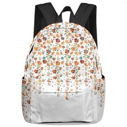 Backpack Red Orange Green Flower White Student School Bags Laptop Custom For Men Women Female Travel Mochila