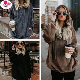 Women's Fur Womens Sherpa Pullover Fuzzy Fleece Sweatshirt Oversized Hoodie With Pockets Winter Hoodies Hooded Loose Coat Warm Streetwear