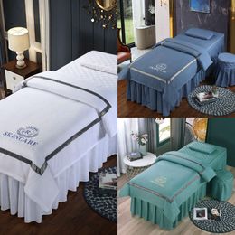 New Nordic Style 4pcs Beauty Salon Bed Massage Spa Bedskirt, Pillowcase, Stoolcover, Duet Cover Beddings Sets Sabanas