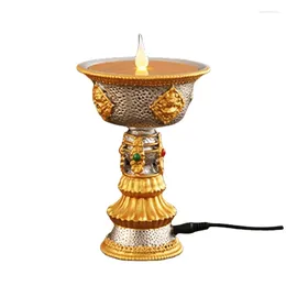 Candle Holders Tibetan Butter Lamp Smokeless And Fireless Buddhist Electronic Home Decorative Candles Holder Usb Powered