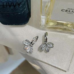 Dangle Earrings LIVVY Silver Colour Handmade Rhinestones Crystal Drop Earring Women Girls Fashion Party Wedding Jewellery Accessories