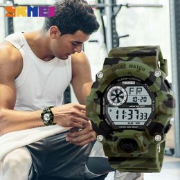 SKMEI Outdoor Sport Watch Men Alarm Clock 5Bar Waterproof Military Watches LED Display Shock Digital Watch reloj hombre 1019 201130 286Y