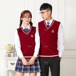 Clothing Sets Boys&Girls Sleeveless Stripes Knit Vests Pullovers V Neck Sweaters For British Style JK School Uniform Student Clothes S-5XL