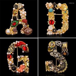 Brooches Elegant 26 Letters A D G S Letter For WomenPearl Enamel Flower Sweater Scarf Suit Brooch Pin Female Jewellery