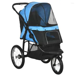 Dog Carrier PawHut Pet Stroller For Small And Medium Dogs 3 Big Wheels Foldable Cat With Adjustable Canopy Safety Tether Storage