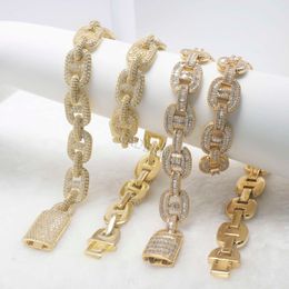 Chain Hip Hop Jewellery Iced Out Moissanite Diamond Miami Pig Nose S Sliver 15Mm Width Cuban Link Chain
