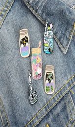 20pcsLot Oil Drop Enamel Cup Ink Bottle Pins Cartoon Fruit Tea Drink Bottle Brooch Sky Mountain Star Moon Brooch Unisex Accessori5853345