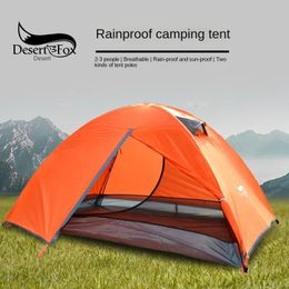 Desert Fox Outdoor Tent Double layered Camping Rain and Sun Protection Multi person Tent Portable Overnight Hiking Tent 240507