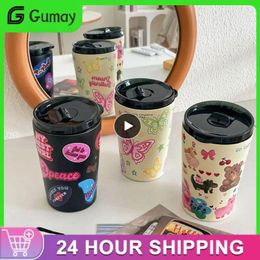 Water Bottles Sippy Cup Leak Proof Convenient For Students Cute Design Keep Drinks Easy To Carry Stainless Steel Coffee Tumbler