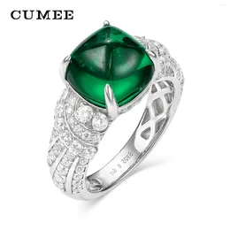 Cluster Rings CUMEE Fashion Personalized Emeralds Tower Ring For Women 925 Sterling Silver Gold Plated Promise Her Engagement
