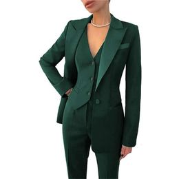 3 PCs Peak Lapel Pant Suits OL Women's Summer Blazer Suit For Women Set