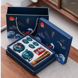 Teaware Sets Chinese Ceremony Stove Four Pot Gift Cups Bar Tea Kungfu Incense Box Cup Burner Ceramic One Portable Car Can Set Sandalwood In