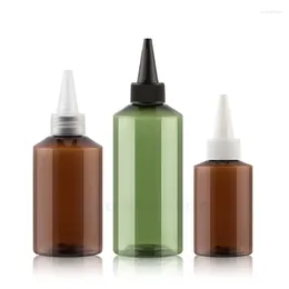Storage Bottles 50PCS 50/100/150/200ML Empty Green Plastic Squeeze Bottle Liquid Refillable Point Mouth Hair Perm Amber Cosmetic Container