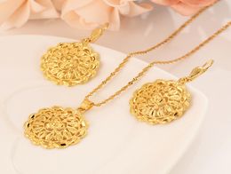 dubai india Gold Colour big flower Jewellery Set Pendant Necklace Earrings African Jewellery Sets For Women party wedding bridal gifts4443698