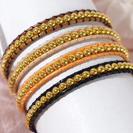 Link Bracelets Go2boho 2024 Minimalist Trendy Simple 18K Gold Plated Stack Korea Wax Braided For Women Elegant Design Jewelry Gift